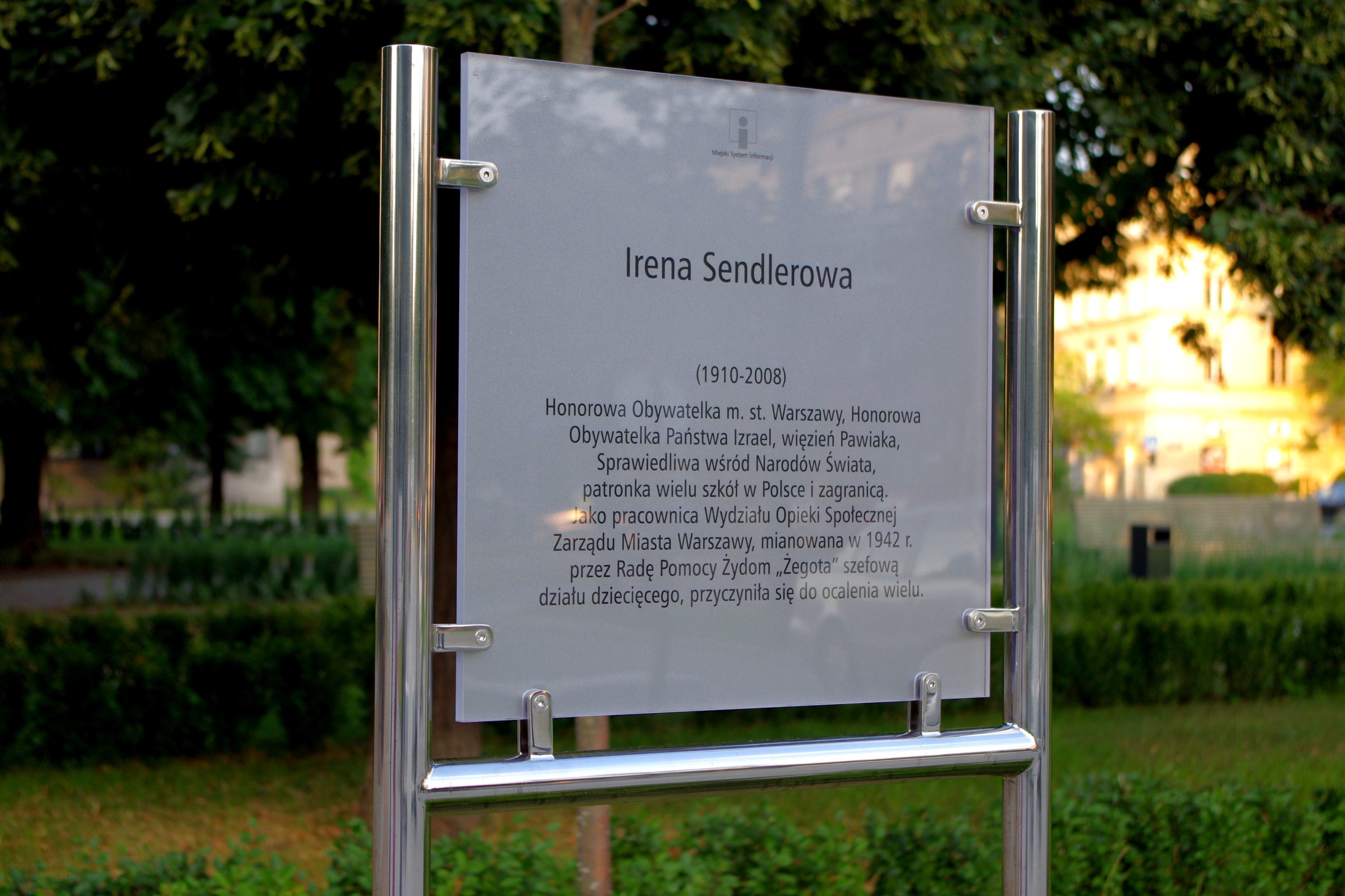 Wikipedia, Information boards in Warsaw (City Information System), Irena Sendlerowa, Self-published 