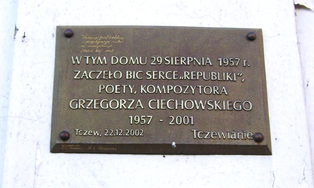 Wikipedia, Grzegorz Ciechowski, Monuments and memorials in Tczew, Plaques in Pomeranian Voivodeship,